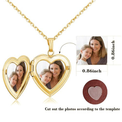 Locket Necklace Holds Pictures Alphabet Initial Letter Love Heart Lockets Photo Memory Locket Necklaces Birthday Gifts - color: Gold, style: AA