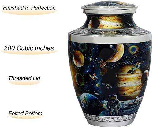 BOLD & DIVINE Cosmic Galaxy Cremation Urn | Human Ashes Adult Memorial urn, Burial, Funeral Cremation Urns | 200 Cubic Inches Adult/Large with Velvet Bag - color: Cosmic Galaxy