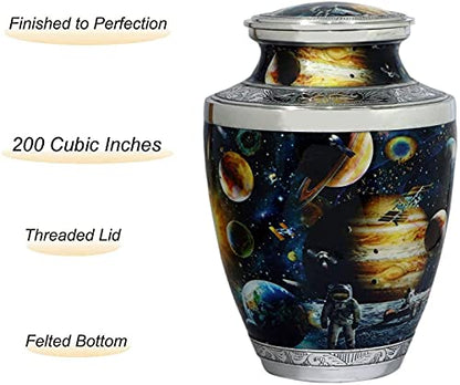 BOLD & DIVINE Cosmic Galaxy Cremation Urn | Human Ashes Adult Memorial urn, Burial, Funeral Cremation Urns | 200 Cubic Inches Adult/Large with Velvet Bag - color: Cosmic Galaxy