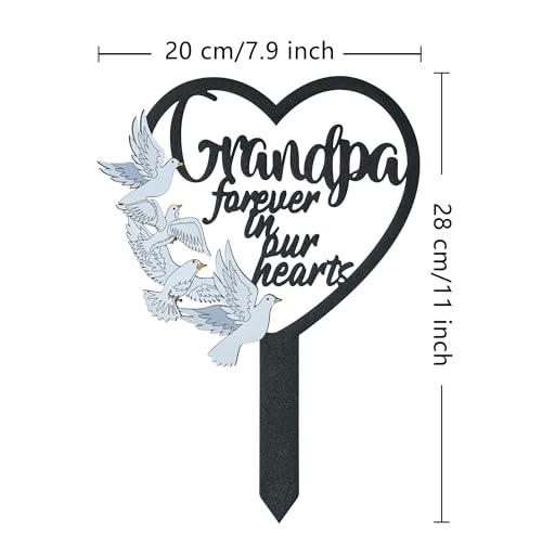 BUoonyer Stake Graves Cemetery Decorations - Grandpa Metal Memorial Grave Markers, Grandfather Heart Graveyard Sympathy Plaque, Dove Remembrance Graveside Burial Decor Sign for Outside Yard Garden - style: Grandpa