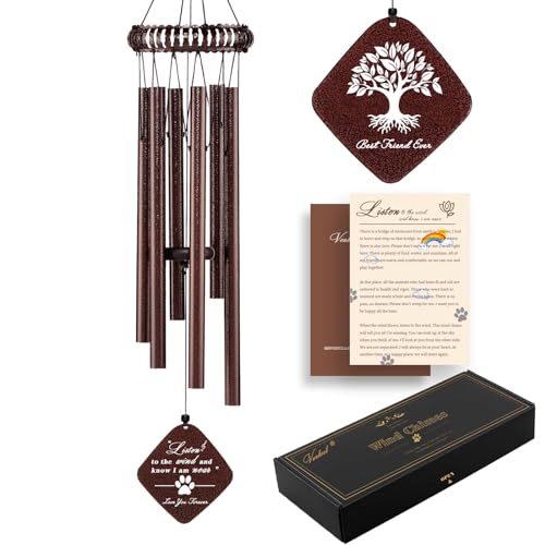 VENBEEL 28" Pet Memorial Wind Chime, Dog Memorial Gifts for Loss of Dog, Passing Away Sympathy Bereavement Remembrance Pet Gift - color: E-square-gold