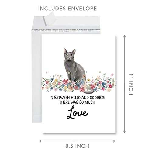 Andaz Press Jumbo Pet Sympathy Card with Envelope, Sorry For Your Loss Card, Russian Blue Cat, Pet Loss, Cat Grief Bereavement Card with Big Blank Space to Send to Friends, Family, 8.5" x 11", 1-Pack - color: Russian Blue Cat