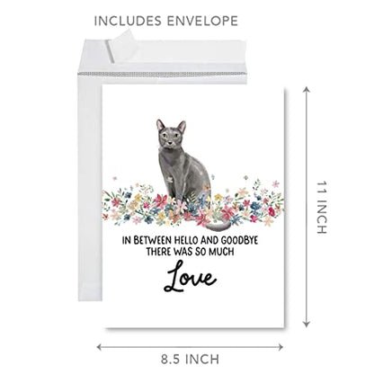 Andaz Press Jumbo Pet Sympathy Card with Envelope, Sorry For Your Loss Card, Russian Blue Cat, Pet Loss, Cat Grief Bereavement Card with Big Blank Space to Send to Friends, Family, 8.5" x 11", 1-Pack - color: Russian Blue Cat