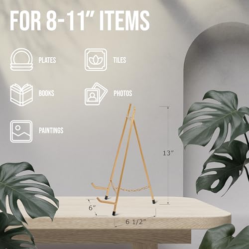 Red Co. 13” Tall Modern Metal Tripod Plate Stand and Art Holder Easel, Gold - color: Gold, size: Height - 13"