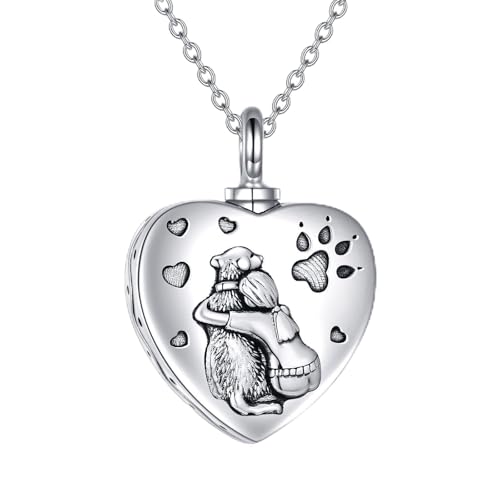 Urn Necklaces for Ashes 925 Sterling Silver Cremation Necklace Ash Pendant Memorial Jewelry Keepsake Gifts for Women - style: 4-Customized Dog Urn Necklace