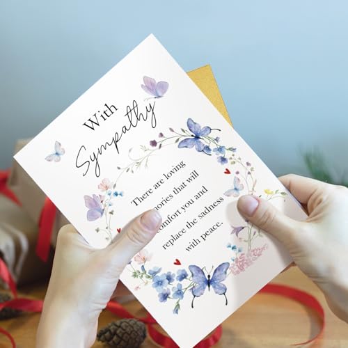 Qiliji Sympathy Card for Him Her, Condolence Cards, Bereavement Cards, Sympathy Cards for Loss of Loved One, Mom, Dad, Husband, Wife, Child, Sister, Brother, Beloved Pet Dog or Cat - color: Sympathy