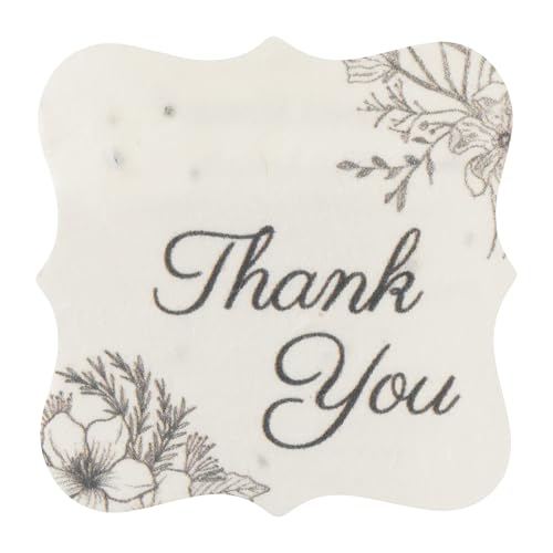 50 Plantable Thank You Seed Paper Tags with Wildflower Seeds | Writable wildflower seed tags for moms, plant lovers, teachers, weddings, baby showers, memorials, gifts, and celebrations - style: 50 B&W Thank You Tags