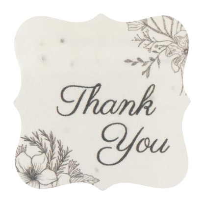50 Plantable Thank You Seed Paper Tags with Wildflower Seeds - style: 50 B&W Thank You Tags