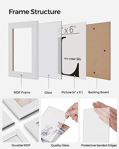 SONGMICS 12-Pack 4 x 6 Collage Picture Frames with Glass Front - color: Cloud White, size: 12 Pack