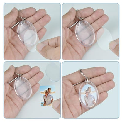 2 Pack Clear Photo Keychain, Double Sided Blank Photos Insert Frame, Personalised Photo Key Holder - style: Oval