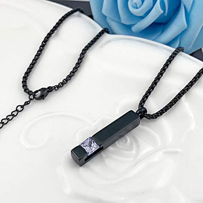 YOUFENG Urn Necklaces for Ashes Birthstone Cube Urns for Human Ashes Memorial Cremation Urn Locket Keepsake Ashes Jewelry - style: June