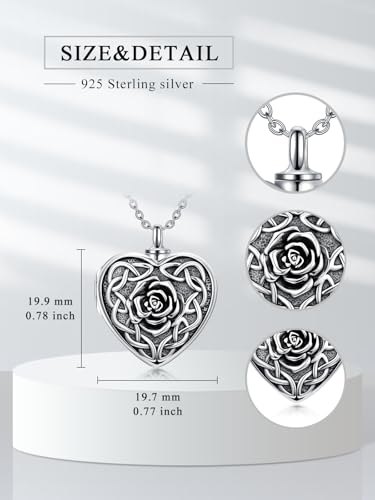 Dorunmo Personalized Locket Urn Necklace 925 Sterling Silver Pictures Photo Keep Someone Near to You Custom Lockets Jewelry Letters Engraving for Women - color: L-Rose, style: Locket+Photo+Text
