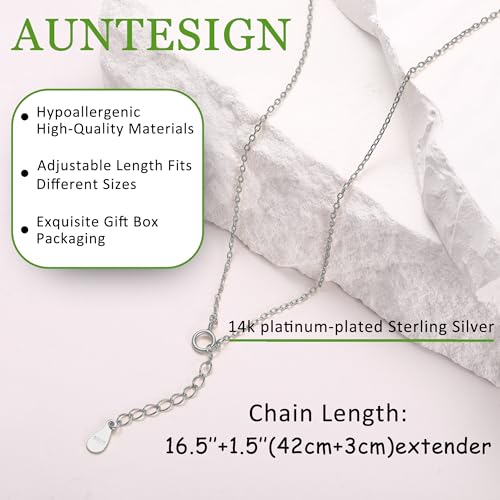 AUNTESIGN Forget-Me-Not and Queen Anne's Lace Pressed Wildflower Necklace | Birth Month Flowers Necklace | Gold/Silver Pressed Flower Jewelry | Mother's Day | Gift For Her - color: 925 Sterling Silver Forget-Me-Not Necklace(Silver)