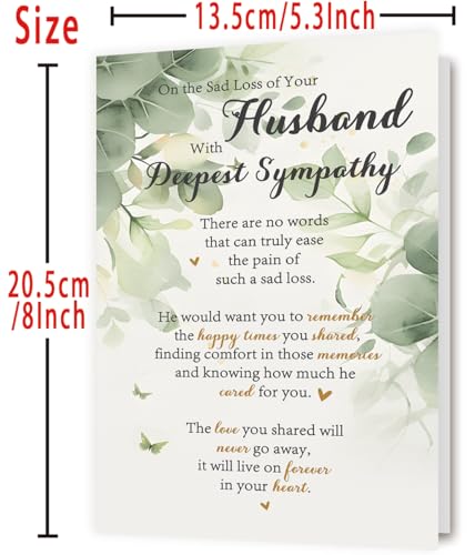 YiKaLus Sympathy Card for the Sad Loss of Husband,Condolence Card | Bereavement Condolence Cards for Women,Thinking of You,Memorial Gift with Deepest Sympathy,Matching Red Envelope 8x5.3 Inch - style: card 471