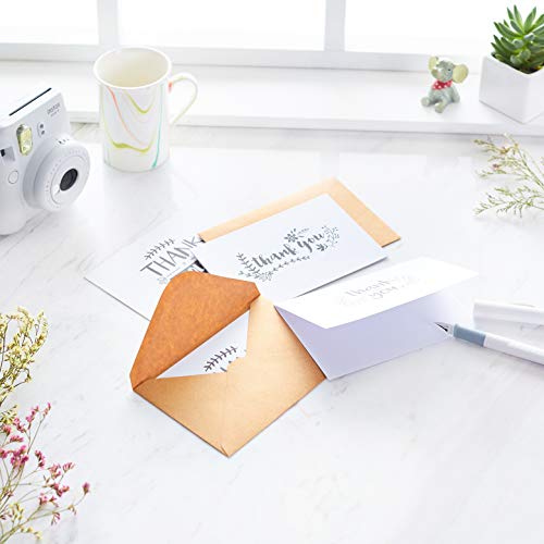 Amazon Basics Thank You Cards and Envelopes, Black and White, 4" x 6", 48 Count - size: 4 inches by 6 inches
