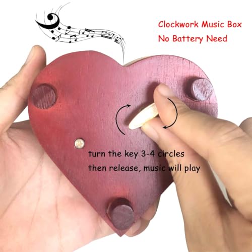 Pursuestar Frzon Let It Go Wind Up Music Box, Heart Shaped Vintage Wood Carved Mechanism Musical Gift for Lover Girlfriend Wife Husband Valentine's Day Mother's Day Christmas Anniversary - style: Frzon Let It Go