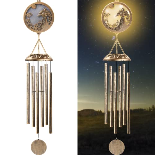 Wind Chimes, Solar Angel Wind Chimes Deep Tone, Memorial Gift for Mom/Grandma/Women, Windchimes Outdoor Clearance, Mother Garden/Patio/Yard Decor - color: Angle