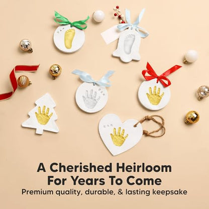 Baby Handprint Footprint Ornament Keepsake Kit, Newborn Imprint (Duo Heart) - color: Duo Heart