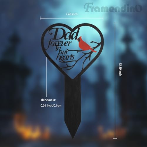 Framendino, Memorial Grave Markers for Dad Metal Heart Plaques Cardinals Garden Stake Outdoors Decorations