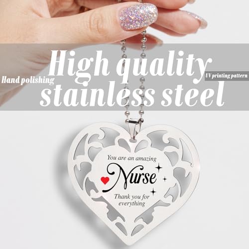 Nurse Ornament Heart Shaped Gift, Thank You Gifts for Nurses Women Men, Appreciation Hanging Keepsake for Healthcare Worker RN Doctor Nurse Practitioner Retirement Gift Hanging Ornaments S2X1 - style: Nurse Ornament