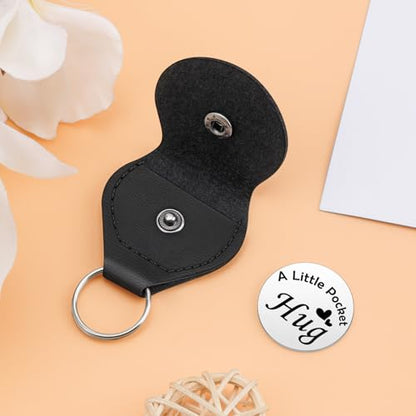 Pocket Hug Token Coin Holder Keychain Sympathy Memorial Gifts for Loss of Mom Dad Grief Bereavement Remembrance Gift for Loss of Mom Dad Dog Grandma Sister Brothers Condolence Funeral Sentimental Gift