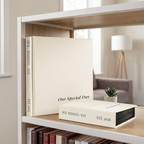 Vienrose Wedding Photo Album 4x6 200 Pockets Photo Window Beige | Cloth Cover, Wedding Crystal Stickers, Tweezers, Acid Free Pages - color: Wedding Theme, size: 200k