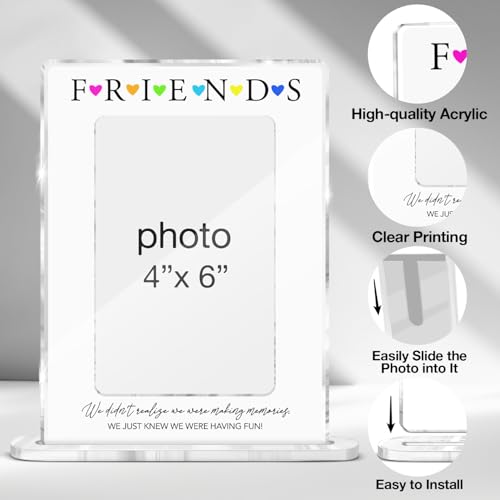 Friendship Gifts Photo Frame, Gifts for BFF Best Friend Besties Sister, Best Friends Bestie Acrylic Picture Frames, 4 x 6 Inch Photo - color: X-Friends