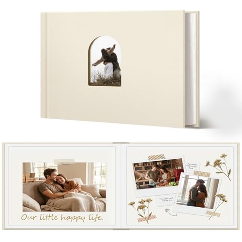 Vienrose Scrapbook Photo Album, 8x6 Inch, 26 Pages, Beige | Linen Cover, Kraft Paper, DIY Scrapbooking, Wedding Baby Shower Family Graduation - color: Beige, size: 8x6 Inch, 26 Pages