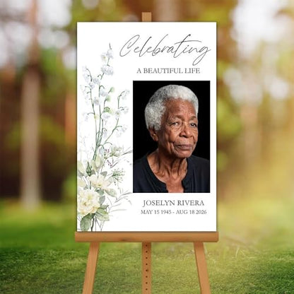 Funeral Entrance Custom Photo Sign – Personalized In Loving Memory Yard Banner – Outdoor Durable Design - color: Version 8