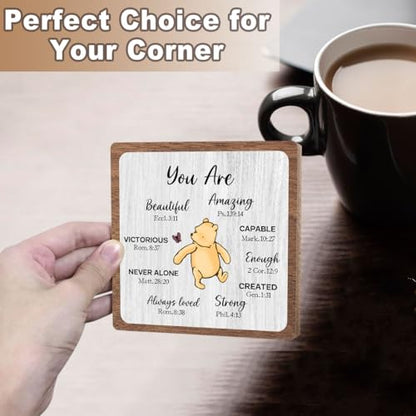Winnie Inspirational Christian Gifts, Bible Verse Quote for Women Men | Positive Affirmation Faith Plaque, Religious Office Home Nursery Desk Decor, Motivational Saying for Friend Bestie Coworker - style: Amazing