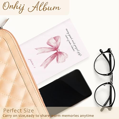 Pink Bow Christian Photo Album 4x6 Hold 36 Photos, Christian Gifts for Women Girls, Coquette Bible Verse Small Photo Album Picture Memory Book Keepsake for Graduation Anniversary Vacation
