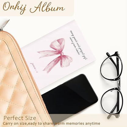 Pink Bow Christian Photo Album 4x6 Hold 36 Photos, Christian Gifts for Women Girls, Coquette Bible Verse Small Photo Album Picture Memory Book Keepsake for Graduation Anniversary Vacation