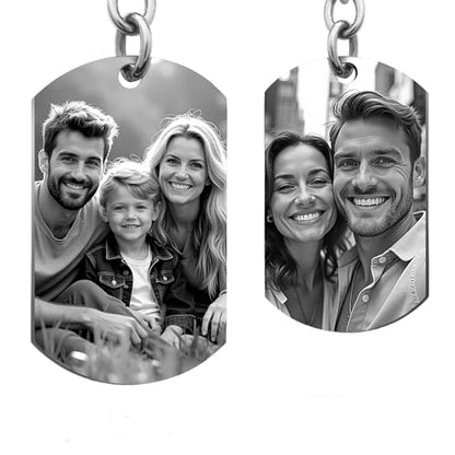 Photo Keychain Custom Picture Keychain Customized Gifts Laser-Engraved/Color Gifts For Boyfriend Hubsand Wife - color: Engraving (Black&white): Photo + Text (Black)