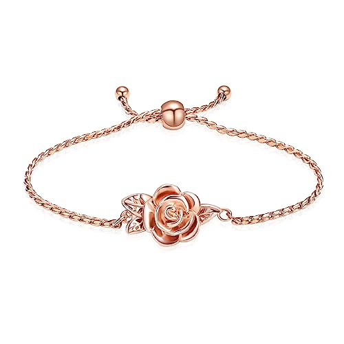 Minicremation Women's Adjustable Rose Urn Bracelet Ashes Holder Memorial Elegant Link Chain Keepsake Cremation Bangle to Hold Ashes - color: Rose Gold-B