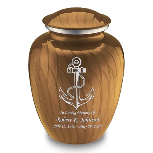 Embrace Anchor Urns for Human Ashes, Cremation Urns for Adult Ashes Men & Women, Cremation Urn for Home, 200 cu. in. Custom Single or Double-Sided Engraving (Pearl Gold) - color: Pearl Gold