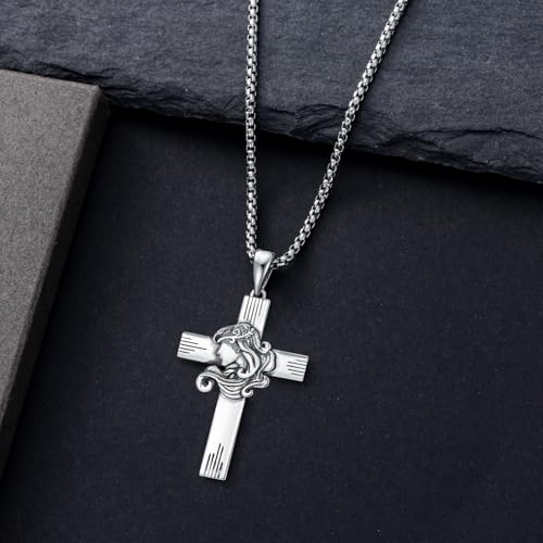 PROESS Cross Necklace for Women Men Sterling Silver Rose/Sunflower Cross Pendant Religious Jewelry Christmas Birthday Mothers' Day Gifts - color: 01-06-Virgo