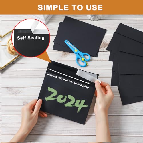 Silunkia 100 Packs Black Blank Flat Cards and Envelopes 5 x 7 - color: Black, size: 5x7-100pcs