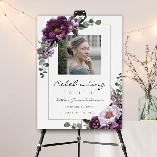 Custom Plum Celebration of Life Welcome Sign for Memorial Funeral - color: Sign 28
