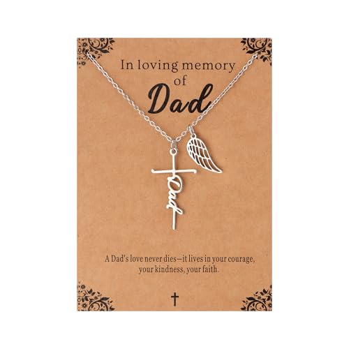 Lcherry Cremation Cross Necklace for Women - Angel Wing Faith Cross Necklace Memorial Gifts Religious Jewelry for Women - style: Dad