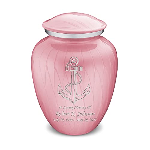 Adult Personalized Anchor Cremation Urns for Human Ashes I Large Pearl Light Pink Funeral Urn for Men and Women I 200 lbs - color: Pearl Pink
