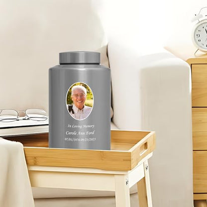Custom Urns for Human Ashes Cremation Funeral Burial Urn for Male Female | Stainless steel, Customizable Photo Urn, Large Up to 220lbs, Decorative Urns with Picture, Urnas Para Cenizas Humanas Adultos - size: Custom Portrait Urn