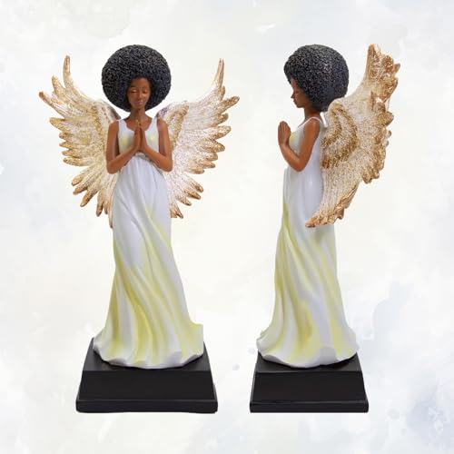 African American Expressions Golden Angel Figurine – Black Angel Home Décor Resin Statue, Thoughtful Spiritual Collectible – Christian Gift for Mom - style: Golden Angel