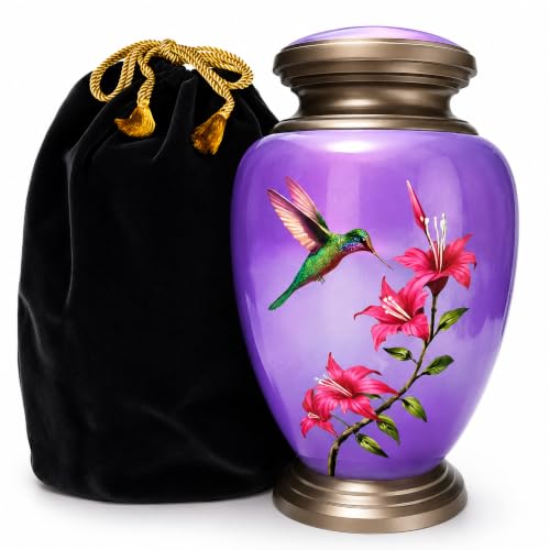 Purple Hummingbird Cremation Urn for Human Ashes – Large Adult Memorial Urn for a Man or Woman – Iconic, Exquisite Tribute with Handcrafted Design - color: Purple, size: Large Adult