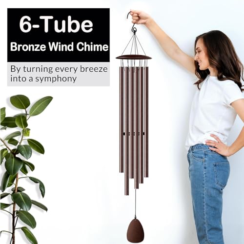 Wind Chimes for Outside, 46" Bronzed Wind Chimes Gifts for Women Christmas Birthday Retirement Thank You and Any Occasion, Memorial Sympathy Gift for Loss Loved One - size: Bronze-46 Inch-6 Tubes