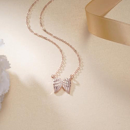 Little Hug from Heaven Angel Wings Necklace Gift for Women, Guardian Angel Sympathy Condolence Gift for Loss Mom Dad - style: angel wings neck rose