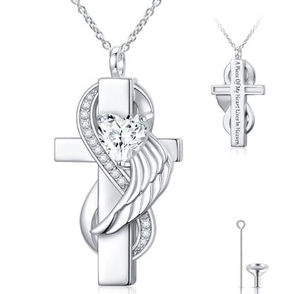 Yearace Urn Necklace for Ashes Sterling Silver Filigree Locket Necklace that Holds Pictures Heart Keepsake Memorial Necklace Cremation Jewelry for Ashes for Women Men - style: Cross Urn Necklace