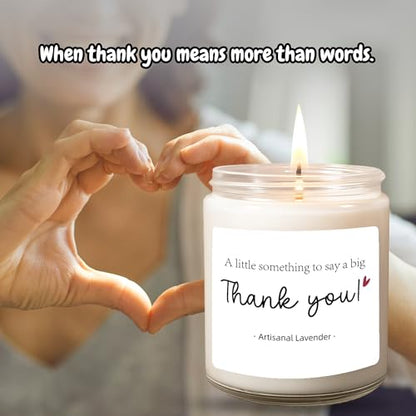 Thank You Gifts for Women Men – A Little Something to Say a Big Thank You | | 9oz Lavender Woods Soy Wax Candle | Appreciation Gift Teacher Coworker Nurse Boss Hostess Friend Employee - color: Thank You