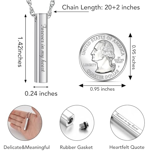 Dletay Cylinder Cremation Urn Necklace for Ashes Cremation Necklace