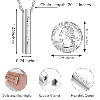 Dletay Cylinder Cremation Urn Necklace for Ashes Cremation Necklace