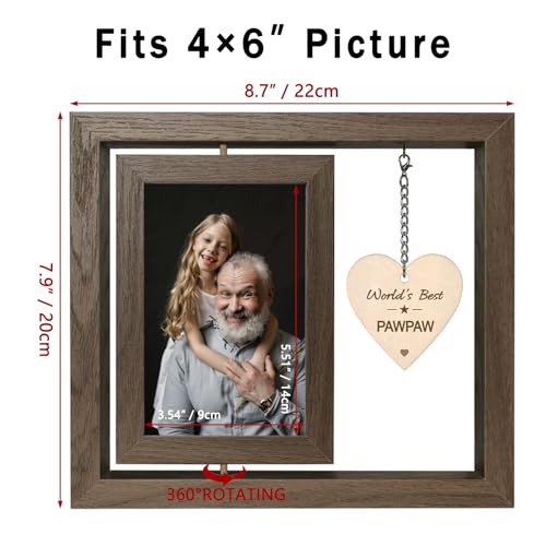 EYITUPC Rotating Wood Pawpaw Picture Frame Gift for Birthday | 4x6 Double Photo Frame, Thoughtful Pawpaw Gifts for Father's Day Christmas - color: World's Best Pawpaw